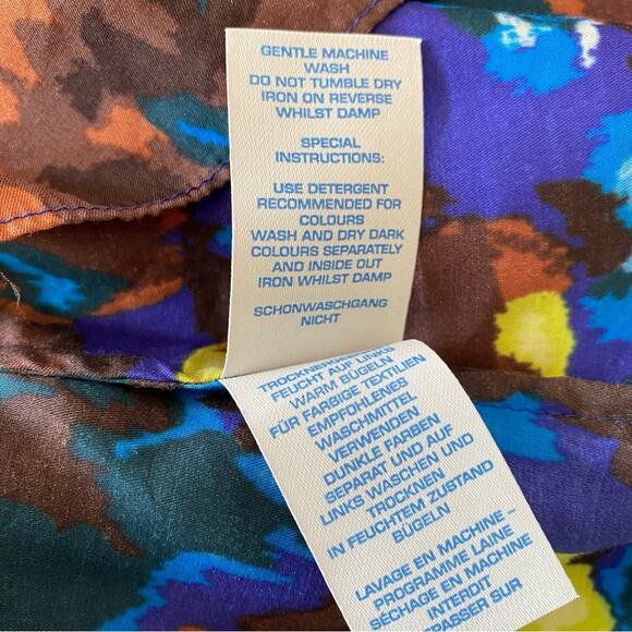 Boden Silk Blend Multicolor Abstract Floral Print Top Blouse 3/4 Sleeve Size 4 - Picture 8 of 8
